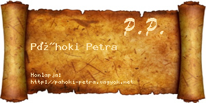 Páhoki Petra névjegykártya