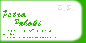 petra pahoki business card